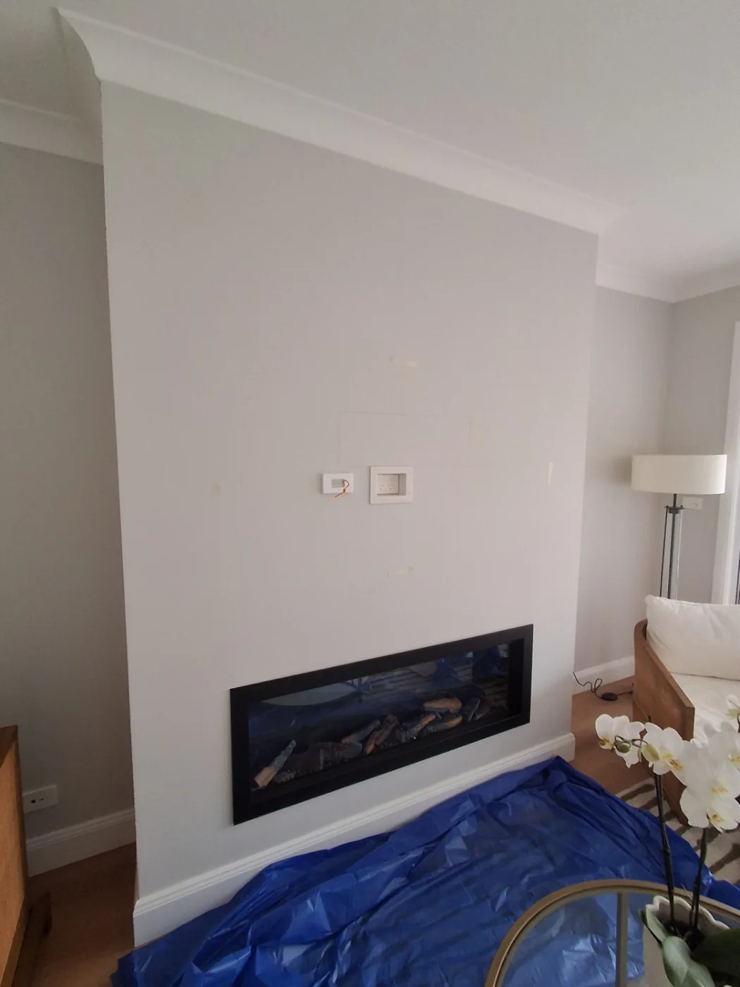 The same wall before the television was mounted.