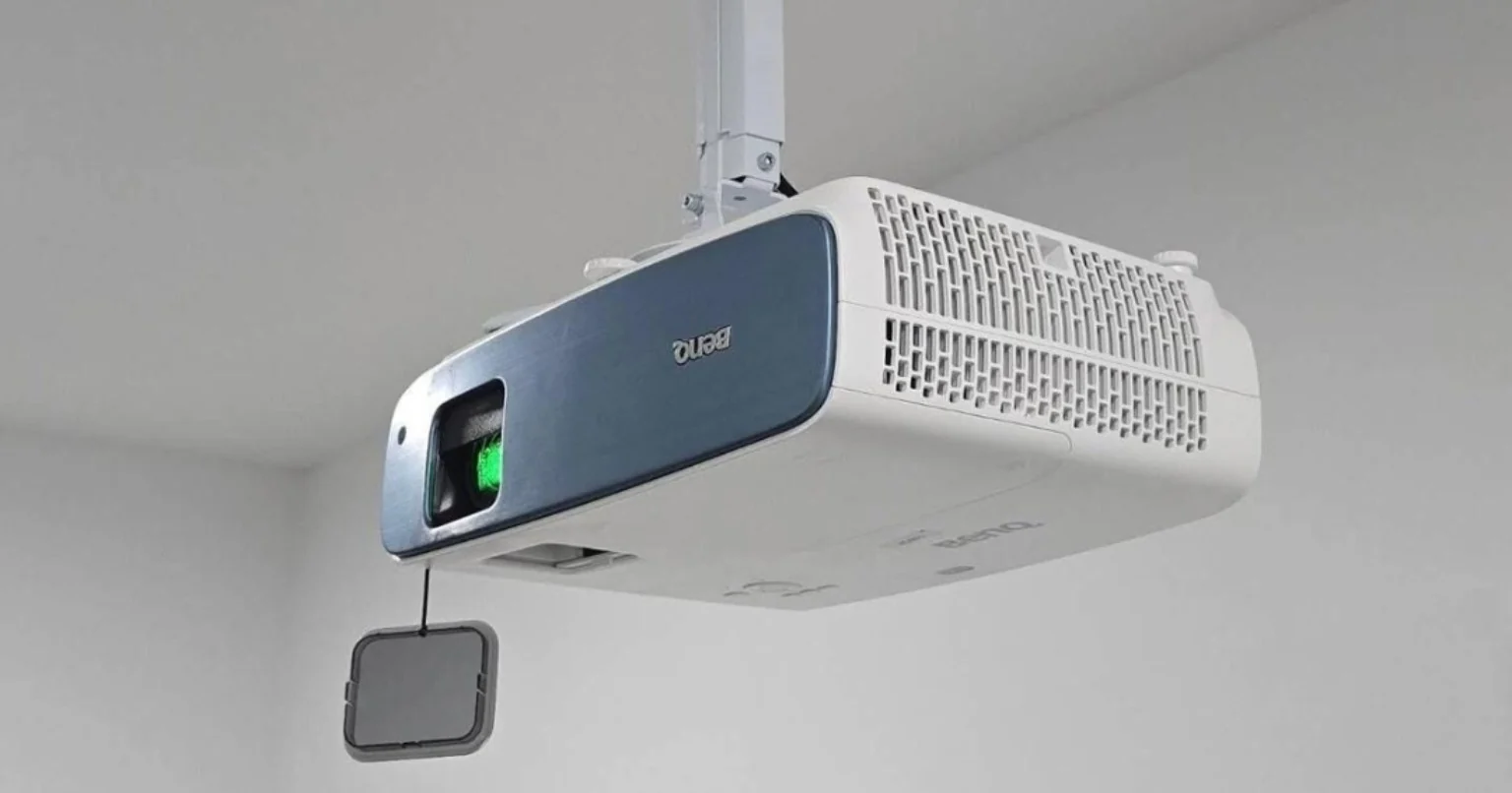 The projector and ceiling mounting arrangement.